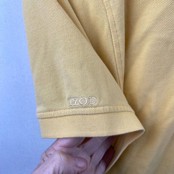 Izod Mens Polo Shirt XL Yellow 100% Pima Cotton Short Sleeve - Picture 6 of 6